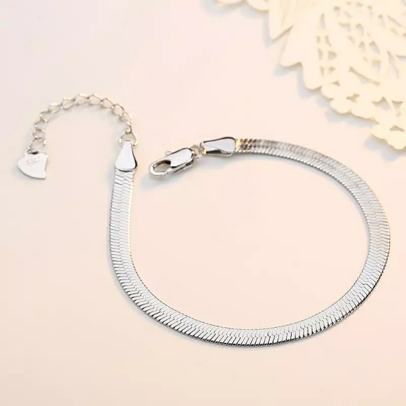 NEW S925 Flat Double Layer Snake Chain Bracelet - Picture 5 of 10